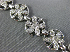 ANTIQUE WIDE 1.60CT DIAMOND 18KT WHITE GOLD MULTI LEAF FLOWER CIRCULAR BRACELET