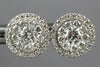 LARGE .85CT DIAMOND 18KT WHITE GOLD 3D CLUSTER FLOWER STUD EARRINGS WITH JACKETS