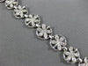 ANTIQUE WIDE 1.60CT DIAMOND 18KT WHITE GOLD MULTI LEAF FLOWER CIRCULAR BRACELET