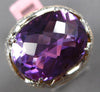 EXTRA LARGE 13.55CT DIAMOND & AAA AMETHYST & ENAMEL 14K WHITE GOLD OVAL FUN RING