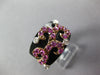 LARGE .95CT DIAMOND & AAA PINK SAPPHIRE & ONYX 18KT WHITE GOLD 3D FILIGREE RING