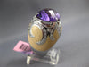 EXTRA LARGE 13.55CT DIAMOND & AAA AMETHYST & ENAMEL 14K WHITE GOLD OVAL FUN RING