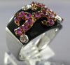 LARGE .95CT DIAMOND & AAA PINK SAPPHIRE & ONYX 18KT WHITE GOLD 3D FILIGREE RING