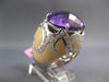 EXTRA LARGE 13.55CT DIAMOND & AAA AMETHYST & ENAMEL 14K WHITE GOLD OVAL FUN RING