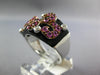 LARGE .95CT DIAMOND & AAA PINK SAPPHIRE & ONYX 18KT WHITE GOLD 3D FILIGREE RING