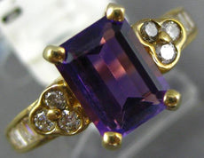 2.1CT DIAMOND & AAA AMETHYST 14K YELLOW GOLD ROUND & EMERALD CUT FRIENDSHIP RING