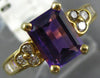 2.1CT DIAMOND & AAA AMETHYST 14K YELLOW GOLD ROUND & EMERALD CUT FRIENDSHIP RING