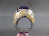 EXTRA LARGE 13.55CT DIAMOND & AAA AMETHYST & ENAMEL 14K WHITE GOLD OVAL FUN RING