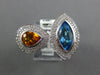 LARGE 5.45CT DIAMOND & AAA MULTI GEM 14KT WHITE GOLD MARQUISE & PEAR SHAPE RING