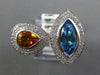 LARGE 5.45CT DIAMOND & AAA MULTI GEM 14KT WHITE GOLD MARQUISE & PEAR SHAPE RING