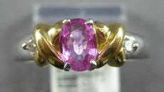 .55CT DIAMOND & AAA PINK SAPPHIRE 14KT 2 TONE GOLD OVAL & ROUND DOUBLE LOVE RING