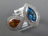 LARGE 5.45CT DIAMOND & AAA MULTI GEM 14KT WHITE GOLD MARQUISE & PEAR SHAPE RING