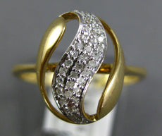 ESTATE .17CT DIAMOND 14KT YELLOW GOLD 3D CLASSIC LEAF MULTI WAVE FUN RING