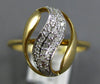ESTATE .17CT DIAMOND 14KT YELLOW GOLD 3D CLASSIC LEAF MULTI WAVE FUN RING