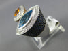 LARGE 5.45CT DIAMOND & AAA MULTI GEM 14KT WHITE GOLD MARQUISE & PEAR SHAPE RING
