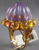 EXTRA LARGE 56.58CT DIAMOND & AAA CITRINE & AMETHYST 14KT YELLOW GOLD DOME RING
