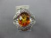ESTATE LARGE 3.82CT DIAMOND & AAA CITRINE 14KT WHITE GOLD OVAL & ROUND FUN RING