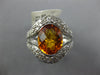 ESTATE LARGE 3.82CT DIAMOND & AAA CITRINE 14KT WHITE GOLD OVAL & ROUND FUN RING