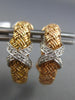 ESTATE .18CT DIAMOND 14KT ROSE GOLD MESH CRISS CROSS X CLIP ON HANGING EARRINGS