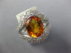 ESTATE LARGE 3.82CT DIAMOND & AAA CITRINE 14KT WHITE GOLD OVAL & ROUND FUN RING