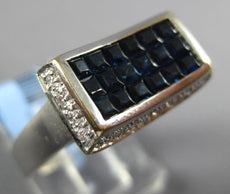 2.26CT DIAMOND & AAA SAPPHIRE 18K WHITE GOLD ROUND & PRINCESS RECTANGULAR RING