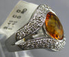 ESTATE LARGE 3.82CT DIAMOND & AAA CITRINE 14KT WHITE GOLD OVAL & ROUND FUN RING