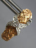 ESTATE .18CT DIAMOND 14KT ROSE GOLD MESH CRISS CROSS X CLIP ON HANGING EARRINGS