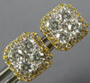 ESTATE LARGE .81CT DIAMOND 18KT YELLOW GOLD CLUSTER SQUARE OCTAGON STUD EARRINGS