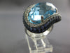 EXTRA LARGE 21.72CT DIAMOND & AAA SAPPHIRE & BLUE TOPAZ 14KT WHITE GOLD FUN RING