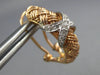 ESTATE .18CT DIAMOND 14KT ROSE GOLD MESH CRISS CROSS X CLIP ON HANGING EARRINGS