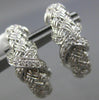 ESTATE .18CT DIAMOND 14KT WHITE GOLD MESH CRISS CROSS X CLIP ON HANGING EARRINGS