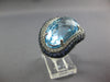 EXTRA LARGE 21.72CT DIAMOND & AAA SAPPHIRE & BLUE TOPAZ 14KT WHITE GOLD FUN RING