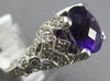 ESTATE 3.33CT DIAMOND & AAA AMETHYST 14K WHITE GOLD OVAL & ROUND FRIENDSHIP RING