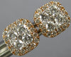 ESTATE .49CT DIAMOND 18KT ROSE GOLD 3D CLASSIC CLUSTER SQUARE HALO STUD EARRINGS