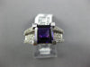 LARGE 3.40CT DIAMOND & AAA AMETHYST 14K WHITE GOLD PRINCESS &ROUND FILIGREE RING