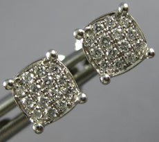 ESTATE LARGE .43CT DIAMOND 18KT WHITE GOLD 3D SQUARE CLUSTER STUD EARRINGS