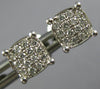 ESTATE LARGE .43CT DIAMOND 18KT WHITE GOLD 3D SQUARE CLUSTER STUD EARRINGS