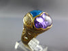 LARGE 14.66CT DIAMOND & AAA AMETHYST & BLUE TOPAZ 14KT YELLOW GOLD OVAL FUN RING