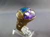 LARGE 14.66CT DIAMOND & AAA AMETHYST & BLUE TOPAZ 14KT YELLOW GOLD OVAL FUN RING