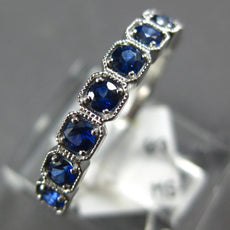 .60CT AAA SAPPHIRE 14K WHITE GOLD ROUND FILIGREE SEMI ETERNITY ANNIVERSARY RING