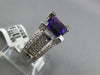 LARGE 3.40CT DIAMOND & AAA AMETHYST 14K WHITE GOLD PRINCESS &ROUND FILIGREE RING