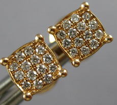 ESTATE LARGE .43CT DIAMOND 18KT ROSE GOLD 3D SQUARE CLUSTER STUD EARRINGS