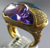 LARGE 14.66CT DIAMOND & AAA AMETHYST & BLUE TOPAZ 14KT YELLOW GOLD OVAL FUN RING