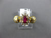 .67CT DIAMOND & AAA RUBY 14KT YELLOW GOLD 3D OVAL & ROUND FLOWER FRIENDSHIP RING