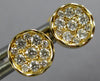 ESTATE .25CT DIAMOND 18K YELLOW GOLD CIRCULAR CLUSTER BEZEL FLOWER STUD EARRINGS