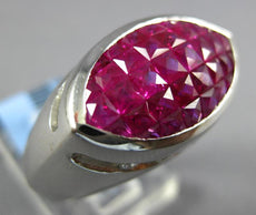 5.80CT DIAMOND & AAA RUBY 18KT WHITE GOLD 3D PRINCESS MARQUISE SHAPE MENS RING