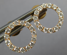 ESTATE .49CT DIAMOND 18KT ROSE GOLD 3D CLASSIC CIRCLE OF LIFE STUD EARRINGS