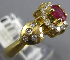 .67CT DIAMOND & AAA RUBY 14KT YELLOW GOLD 3D OVAL & ROUND FLOWER FRIENDSHIP RING