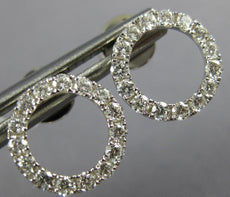 ESTATE .49CT DIAMOND 18KT WHITE GOLD 3D CLASSIC CIRCLE OF LIFE STUD EARRINGS