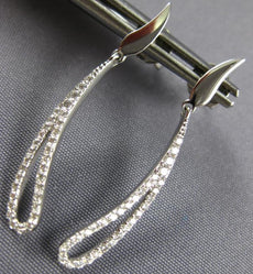 ESTATE .28CT DIAMOND 18KT WHITE GOLD 3D OPEN TEAR DROP LEAF HANGING EARRINGS